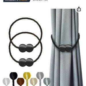 Magnetic curtain tie backs for Window draperies 4 in pack. Black